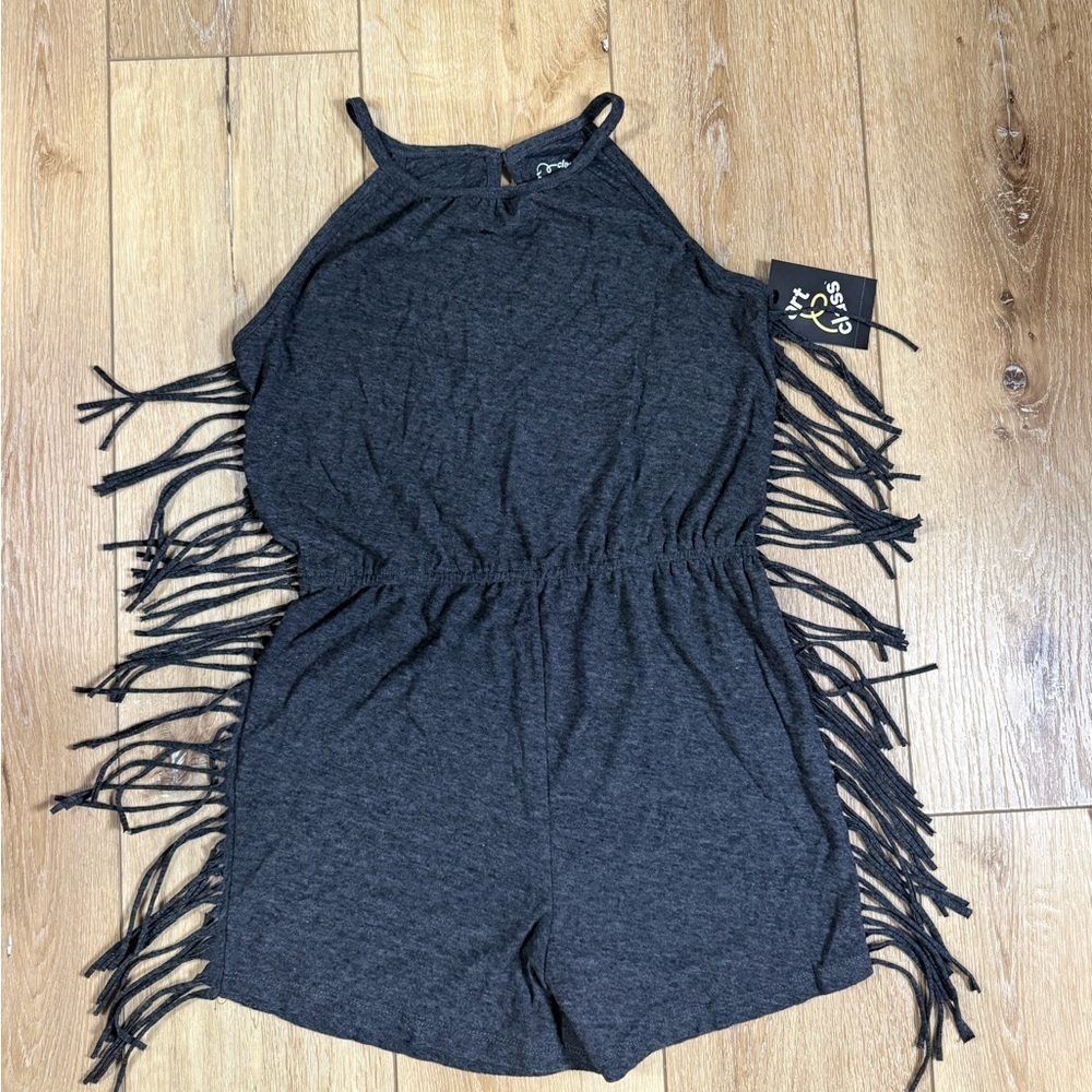Art Class Western Fringe Girl’s Romper Large 10-12 Black